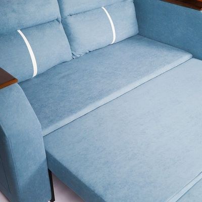 Extendable 2 in 1 Sofa Bed with Side Pockets, Bottom and Side Storage, USB Ports, Bluetooth and Speaker+ 150 cm Outside + Blue - Image 3