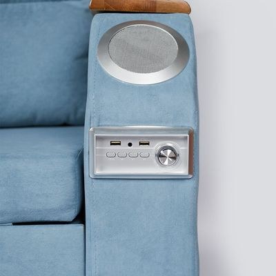 Extendable 2 in 1 Sofa Bed with Side Pockets, Bottom and Side Storage, USB Ports, Bluetooth and Speaker+ 150 cm Outside + Blue - Image 4