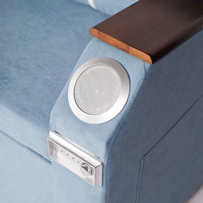 Extendable 2 in 1 Sofa Bed with Side Pockets, Bottom and Side Storage, USB Ports, Bluetooth and Speaker+ 150 cm Outside + Blue - Image 5