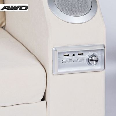 Extendable 2 in 1 Sofa Bed with Side Pockets, Bottom and Side Storage, USB Ports, Bluetooth and Speaker+ 210 cm Outside + Off White - Image 4