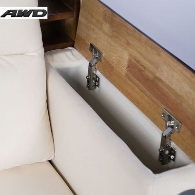 Extendable 2 in 1 Sofa Bed with Side Pockets, Bottom and Side Storage, USB Ports, Bluetooth and Speaker+ 210 cm Outside + Off White - Image 5