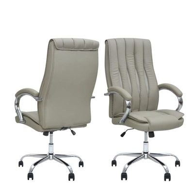 Office Chair With High Back Large Seat And Desk Chair Tilt Function Executive Swivel Computer Chair PU GREY - Image 3
