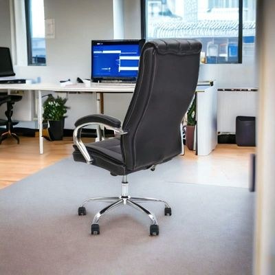 Office Chair With High Back Large Seat And Desk Chair Tilt Function Executive Swivel Computer Chair Pu BLACK - Image 5