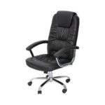 Office Chair High Back Computer Chair Desk Chair, PU Leather Adjustable Height Modern Executive Swivel Task Chair with Padded Armrests and Lumbar Support Black