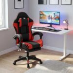 Racing Gaming Chair, Adjustable Office Chair With Footrest, Ergonomic Design, Computer Chair, Desk Chair Tilt Mechanism, Headrest, Lumbar Support, 150 Kg Weight Capacity, Black And Red