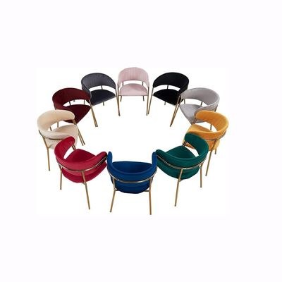 Maple Home Velvet Stainless Steel Dining Chair with Golden Legs - Blue - Image 2
