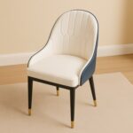 Villoso Modern Dining Chair with PU Leather, Iron Black Legs & Gold Corner-Elegant Contemporary Seating for Home and Kitchen Décor