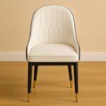 Villoso Modern Dining Chair with PU Leather, Iron Black Legs & Gold Corner-Elegant Contemporary Seating for Home and Kitchen Décor