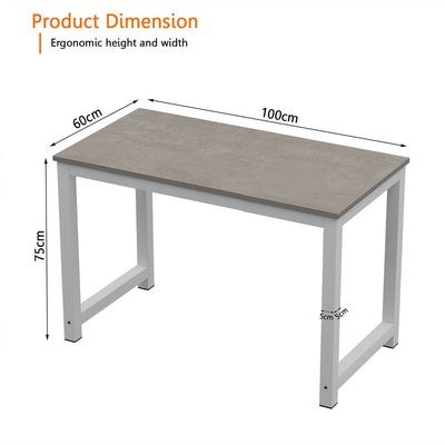 Mahmayi ZCD-24W Modern Study Desk, Modern Executive Desks for Home, Office, Schools, Laptop, Computer Workstation Table - White Concrete - Image 2