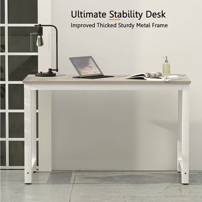Mahmayi ZCD-24W Modern Study Desk, Modern Executive Desks for Home, Office, Schools, Laptop, Computer Workstation Table - White Concrete - Image 3