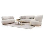 The NOMAD 6 Seater Sofa Set Luxurious Design with Premium Fabric Best For Living Room | For Hotel | Wooden Base