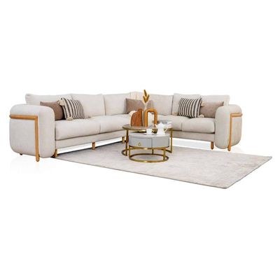 The GASTON 5 Seater Sofa Luxurious Design with Premium Fabric Best For Living Room | For Hotel | Wooden Base