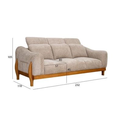 The NAYRA 3 Seater Sofa Luxurious Design with Premium Fabric Best For Living Room | For Hotel | Wooden Base - Image 3