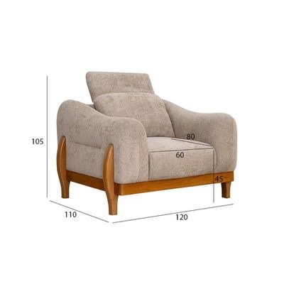 The NAYRA Single Seater Sofa Luxurious Design with Premium Fabric Best For Living Room | For Hotel | Wooden Base - Image 3