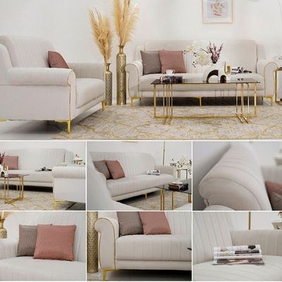 The ZARAH 6 Seater Sofa Set Luxurious Design with Premium Fabric Best For Living Room | For Hotel | Metal Base - Image 2