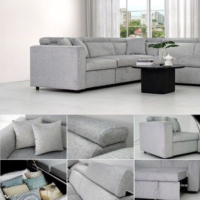 The BELL CORNER 4 Seater Sofa Set Luxurious Design with Premium Fabric Best For Living Room | For Hotel | Wooden Base - Image 2