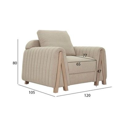 The CORA Single Seater Sofa Luxurious Design with Premium Fabric Best For Living Room | For Hotel | Wooden Base - Image 2