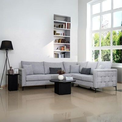 The FRANCINE 5 Seater Sofa Luxurious Design with Premium Fabric Best For Living Room | For Hotel | Metal Base