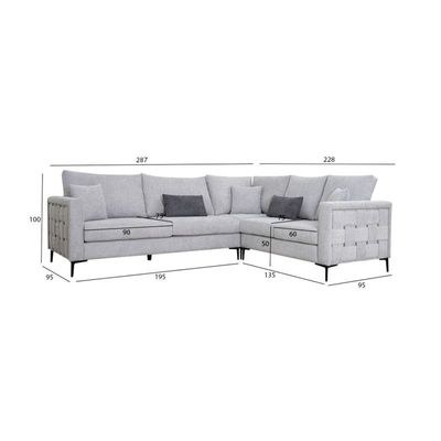 The FRANCINE 5 Seater Sofa Luxurious Design with Premium Fabric Best For Living Room | For Hotel | Metal Base - Image 3