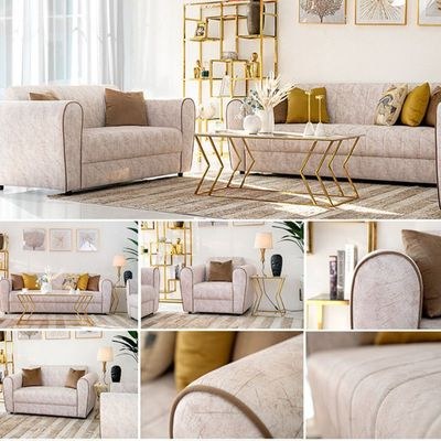 The CORDOBA 6 Seater Sofa Set Luxurious Design with Premium Fabric Best For Living Room | For Hotel | Plastic Leg - Image 2