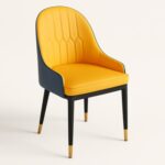 Villoso Modern Dining Chair with PU Leather, Iron Black Legs & Gold Corner-Elegant Contemporary Seating for Home and Kitchen Décor