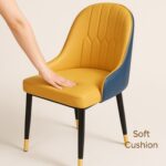 Villoso Modern Dining Chair with PU Leather, Iron Black Legs & Gold Corner-Elegant Contemporary Seating for Home and Kitchen Décor