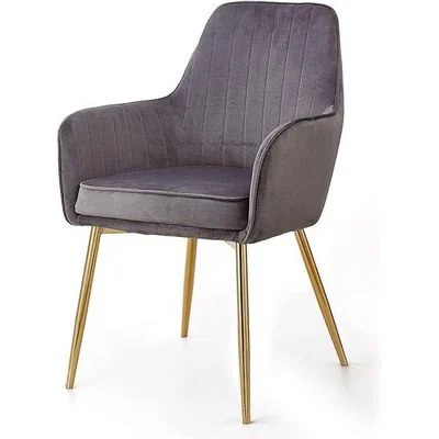 Velour Modern Cafe Dining Chair Metal Legs
