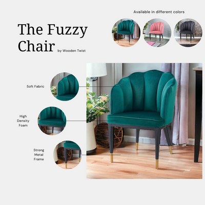 Fuzzy Modern Cafe Dining Chair Metal Legs - Image 2
