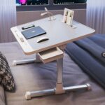 Quesera Laptop Bed Tray Desk,Portable Laptop Table Bed with Drawer and Adjustable Height - Grey