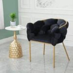 Bubble Design Metallic Legs Soft Comfortable Holland Fabric Armrest Chair For Living Room