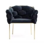 Bubble Design Metallic Legs Soft Comfortable Holland Fabric Armrest Chair For Living Room