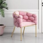 Bubble Design Metallic Legs Soft Comfortable Holland Fabric Armrest Chair For Living Room