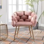 Bubble Design Metallic Legs Soft Comfortable Holland Fabric Armrest Chair For Living Room