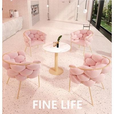 Bubble Design Metallic Legs Soft Comfortable Holland Fabric Armrest Chair For Living Room - Image 3