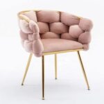 Bubble Design Metallic Legs Soft Comfortable Holland Fabric Armrest Chair For Living Room