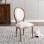 Classic Furniture French Bistro Chair-Vintage Fabric Upholstered, Wood Round Back, Indoor/Outdoor