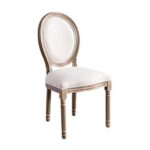 Classic Furniture French Bistro Chair-Vintage Fabric Upholstered, Wood Round Back, Indoor/Outdoor