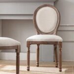 Classic Furniture French Bistro Chair-Vintage Fabric Upholstered, Wood Round Back, Indoor/Outdoor