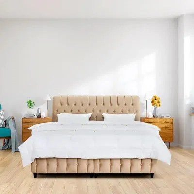 Cyra Button Tufted Upholstered Velvet Platform Bed Modern Design Queen Size 160x200