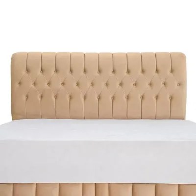 Cyra Button Tufted Upholstered Velvet Platform Bed Modern Design Queen Size 160x200 - Image 2