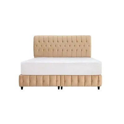 Cyra Button Tufted Upholstered Velvet Platform Bed Modern Design Queen Size 160x200 - Image 4