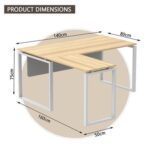 Carre 5114L L-Shaped Modern Workstation Desk without Drawer, Computer Desk, Square Metal Legs with Modesty Panel - Coco Bolo - Ideal for Home, Office
