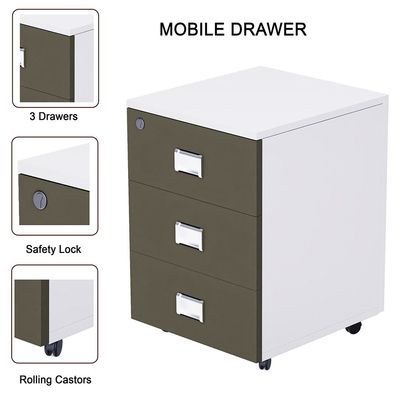 Mahmayi Carre 5116L L-Shaped Modern Workstation Desk with Storage Drawer, Computer Desk, Square Metal Legs with Modesty Panel - Grey - Ideal for Home, Office - Image 5