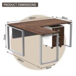 Mahmayi Carre 5116L L-Shaped Modern Workstation Desk with Storage Drawer, Computer Desk, Square Metal Legs with Modesty Panel - Truffle Davos Oak - Ideal for Home, Office
