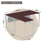 Mahmayi Carre 5116L L-Shaped Modern Workstation Desk without Drawer, Computer Desk, Square Metal Legs with Modesty Panel - Apple Cherry - Ideal for Home, Office