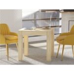 Mahmayi Modern 2-Seater Wooden Dining Table for Kitchen, Dining & Living Room - 80cm, Natural Davos Oak Finish - Stylish Furniture for Compact Spaces or Apartments
