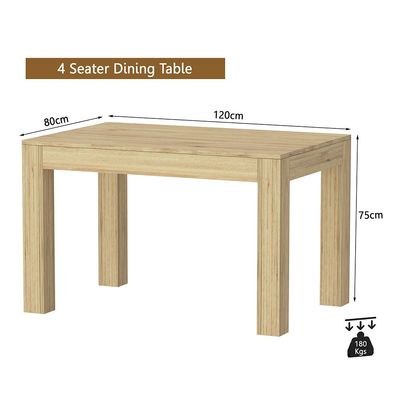 Mahmayi Modern 4-Seater Wooden Dining Table for Kitchen, Dining & Living Room - 120cm, Natural Davos Oak Finish - Stylish Furniture for Compact Spaces or Apartments - Image 4