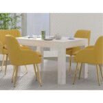 Mahmayi Modern 4-Seater Wooden Dining Table for Kitchen, Dining & Living Room - 120cm, White Levanto Marble Finish - Stylish Furniture for Compact Spaces or Apartments