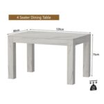 Mahmayi Modern 4-Seater Wooden Dining Table for Kitchen, Dining & Living Room - 120cm, White Levanto Marble Finish - Stylish Furniture for Compact Spaces or Apartments