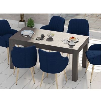 Mahmayi Modern 6-Seater Wooden Dining Table for Kitchen, Dining & Living Room - 160cm, Anthracite Jura Slate Finish - Stylish Furniture for Compact Spaces or Apartments - Image 3
